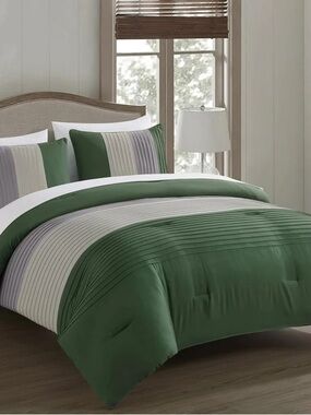 Green Stripe full 3 piece Comforter Set